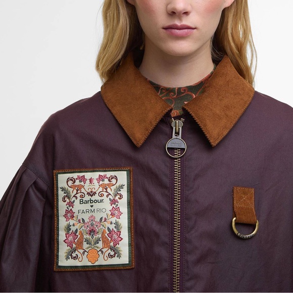 Barbour Jackets & Blazers - Barbour Farm Rio Thais Waxed Jacket Bow Details Cropped Oversized